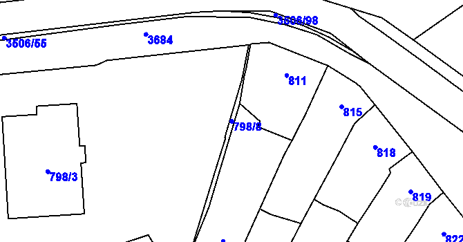Parcela st. 798/8 v KÚ Vyškov, Katastrální mapa