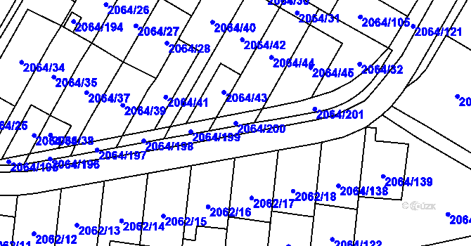 Parcela st. 2064/200 v KÚ Vyškov, Katastrální mapa