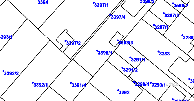Parcela st. 3398/1 v KÚ Vyškov, Katastrální mapa