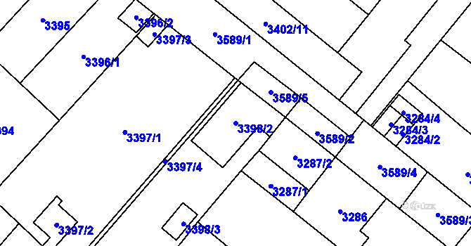 Parcela st. 3398/2 v KÚ Vyškov, Katastrální mapa
