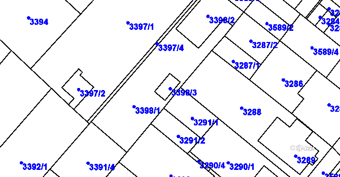 Parcela st. 3398/3 v KÚ Vyškov, Katastrální mapa
