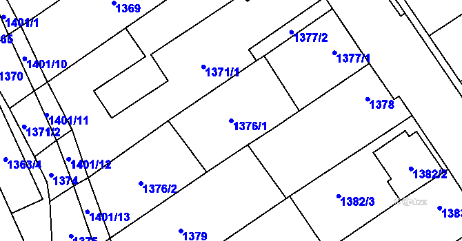 Parcela st. 1376/1 v KÚ Vyškov, Katastrální mapa