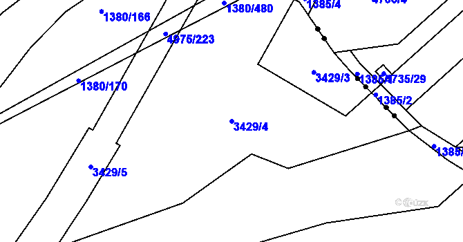 Parcela st. 3429/4 v KÚ Vyškov, Katastrální mapa