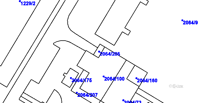 Parcela st. 2064/206 v KÚ Vyškov, Katastrální mapa