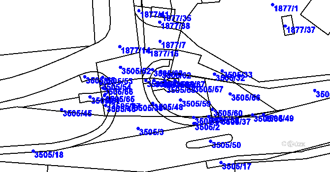 Parcela st. 3505/68 v KÚ Vyškov, Katastrální mapa