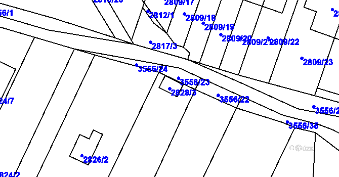 Parcela st. 2828/3 v KÚ Vyškov, Katastrální mapa