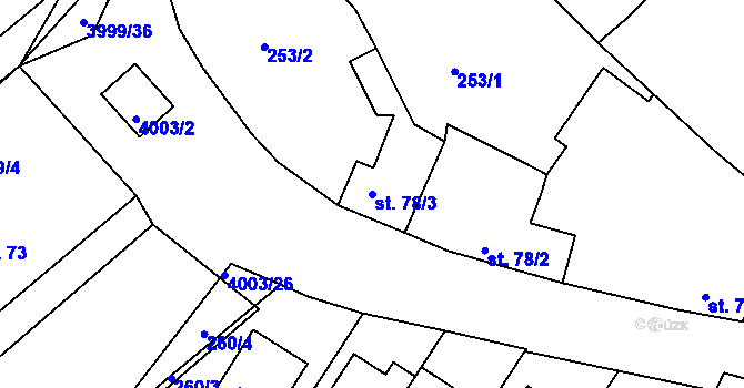 Parcela st. 78/3 v KÚ Dědice u Vyškova, Katastrální mapa