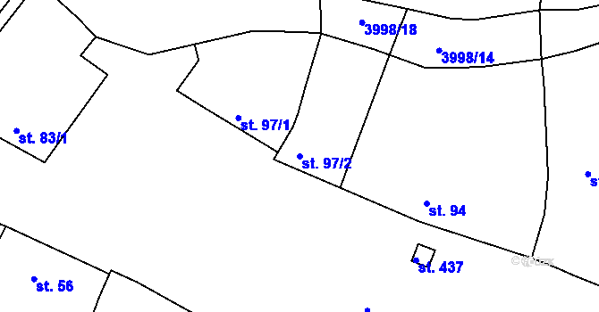 Parcela st. 97/2 v KÚ Dědice u Vyškova, Katastrální mapa