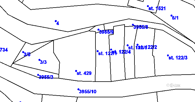 Parcela st. 122/1 v KÚ Dědice u Vyškova, Katastrální mapa