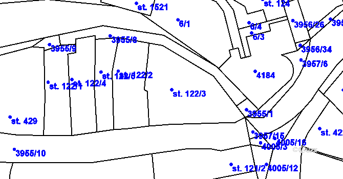Parcela st. 122/3 v KÚ Dědice u Vyškova, Katastrální mapa