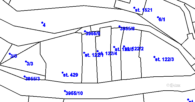 Parcela st. 122/4 v KÚ Dědice u Vyškova, Katastrální mapa