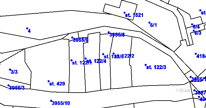 Parcela st. 122/5 v KÚ Dědice u Vyškova, Katastrální mapa