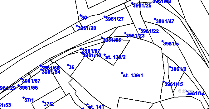Parcela st. 139/2 v KÚ Dědice u Vyškova, Katastrální mapa