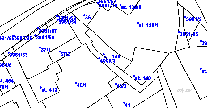 Parcela st. 141 v KÚ Dědice u Vyškova, Katastrální mapa