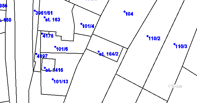 Parcela st. 164/2 v KÚ Dědice u Vyškova, Katastrální mapa