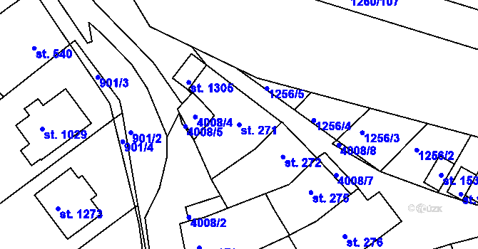Parcela st. 271 v KÚ Dědice u Vyškova, Katastrální mapa