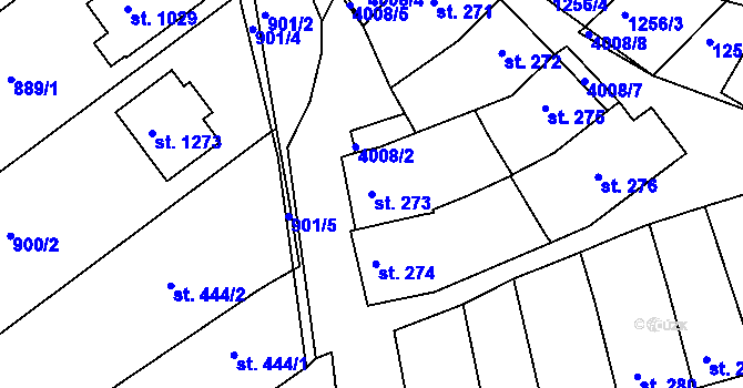 Parcela st. 273 v KÚ Dědice u Vyškova, Katastrální mapa