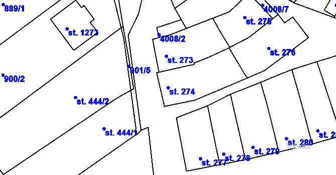 Parcela st. 274 v KÚ Dědice u Vyškova, Katastrální mapa
