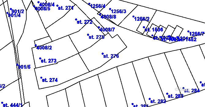 Parcela st. 276 v KÚ Dědice u Vyškova, Katastrální mapa