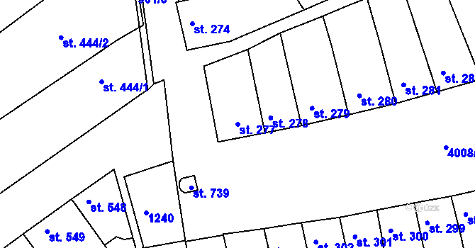 Parcela st. 277 v KÚ Dědice u Vyškova, Katastrální mapa