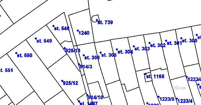 Parcela st. 305 v KÚ Dědice u Vyškova, Katastrální mapa