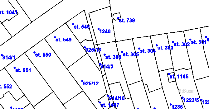 Parcela st. 306 v KÚ Dědice u Vyškova, Katastrální mapa