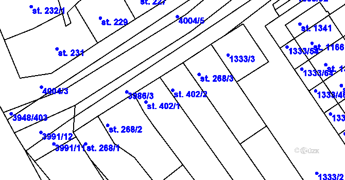 Parcela st. 402/2 v KÚ Dědice u Vyškova, Katastrální mapa