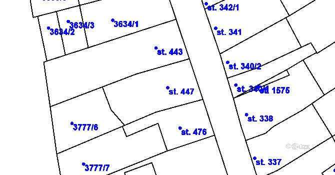 Parcela st. 447 v KÚ Dědice u Vyškova, Katastrální mapa