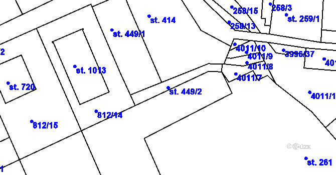Parcela st. 449/2 v KÚ Dědice u Vyškova, Katastrální mapa