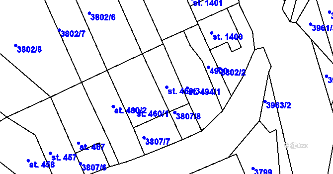 Parcela st. 460/3 v KÚ Dědice u Vyškova, Katastrální mapa