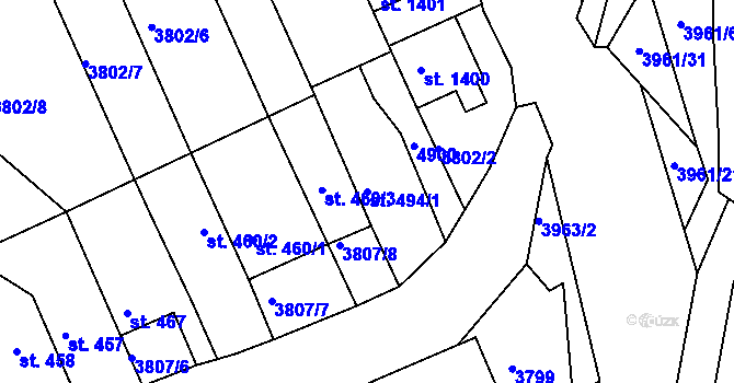 Parcela st. 494/1 v KÚ Dědice u Vyškova, Katastrální mapa