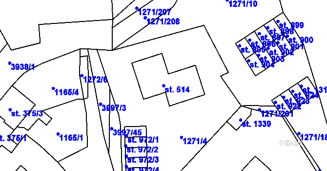 Parcela st. 514 v KÚ Dědice u Vyškova, Katastrální mapa