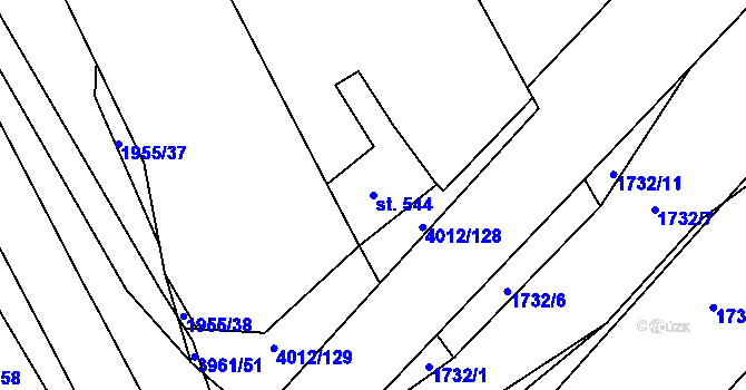 Parcela st. 544 v KÚ Dědice u Vyškova, Katastrální mapa