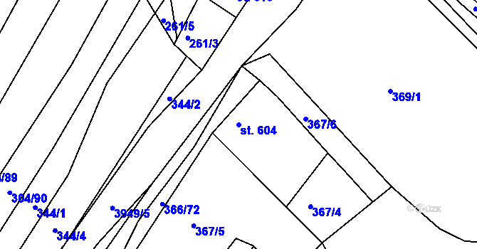 Parcela st. 604 v KÚ Dědice u Vyškova, Katastrální mapa