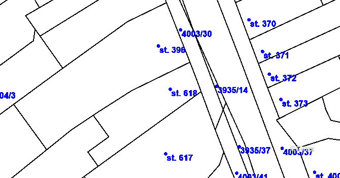 Parcela st. 618 v KÚ Dědice u Vyškova, Katastrální mapa