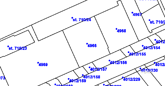 Parcela st. 710/27 v KÚ Dědice u Vyškova, Katastrální mapa