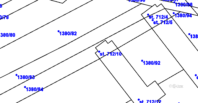 Parcela st. 712/10 v KÚ Dědice u Vyškova, Katastrální mapa
