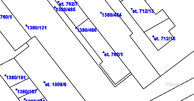 Parcela st. 762/4 v KÚ Dědice u Vyškova, Katastrální mapa