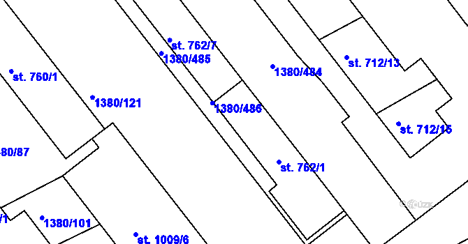 Parcela st. 762/5 v KÚ Dědice u Vyškova, Katastrální mapa