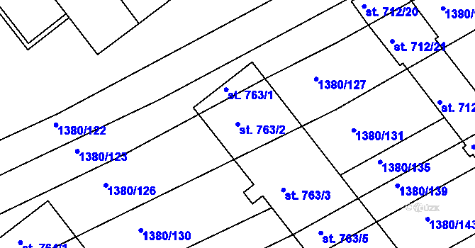 Parcela st. 763/2 v KÚ Dědice u Vyškova, Katastrální mapa