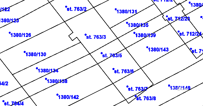 Parcela st. 763/5 v KÚ Dědice u Vyškova, Katastrální mapa