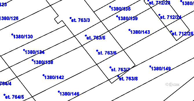 Parcela st. 763/6 v KÚ Dědice u Vyškova, Katastrální mapa