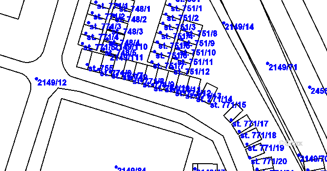 Parcela st. 771/11 v KÚ Dědice u Vyškova, Katastrální mapa