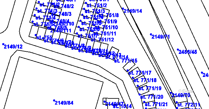 Parcela st. 771/14 v KÚ Dědice u Vyškova, Katastrální mapa