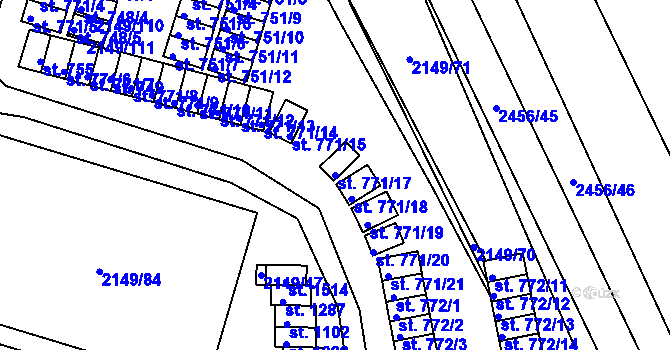 Parcela st. 771/17 v KÚ Dědice u Vyškova, Katastrální mapa