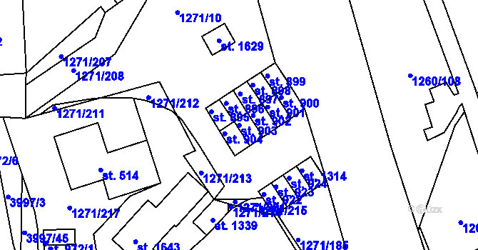 Parcela st. 903 v KÚ Dědice u Vyškova, Katastrální mapa