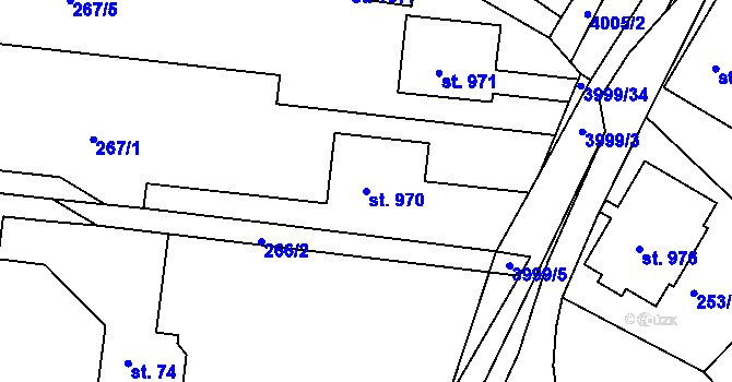 Parcela st. 970 v KÚ Dědice u Vyškova, Katastrální mapa