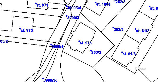 Parcela st. 976 v KÚ Dědice u Vyškova, Katastrální mapa