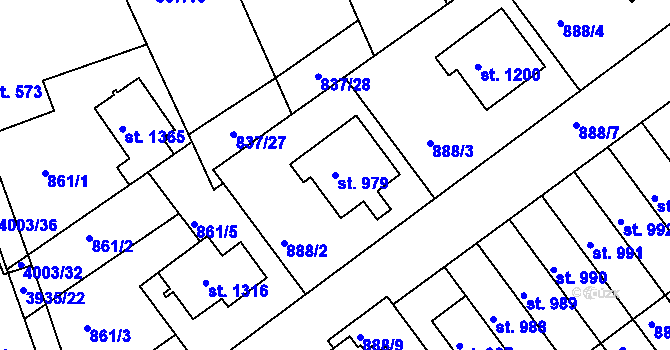 Parcela st. 979 v KÚ Dědice u Vyškova, Katastrální mapa