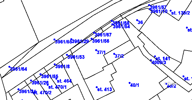 Parcela st. 37/1 v KÚ Dědice u Vyškova, Katastrální mapa